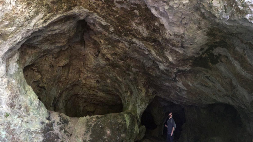Recording just outside the caves