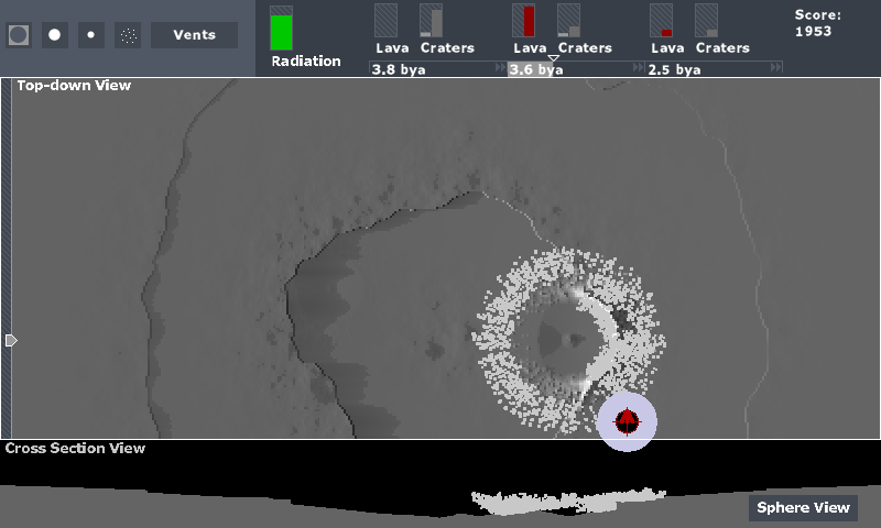 Screen grab from the Selene moon game